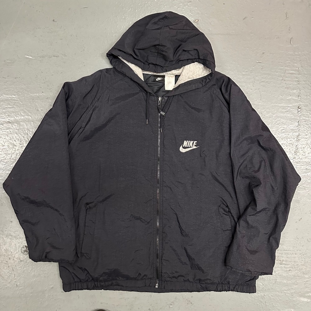 Vintage Nike Mens Windbreaker Jacket XL Black Preowned Big Swoosh Flaws